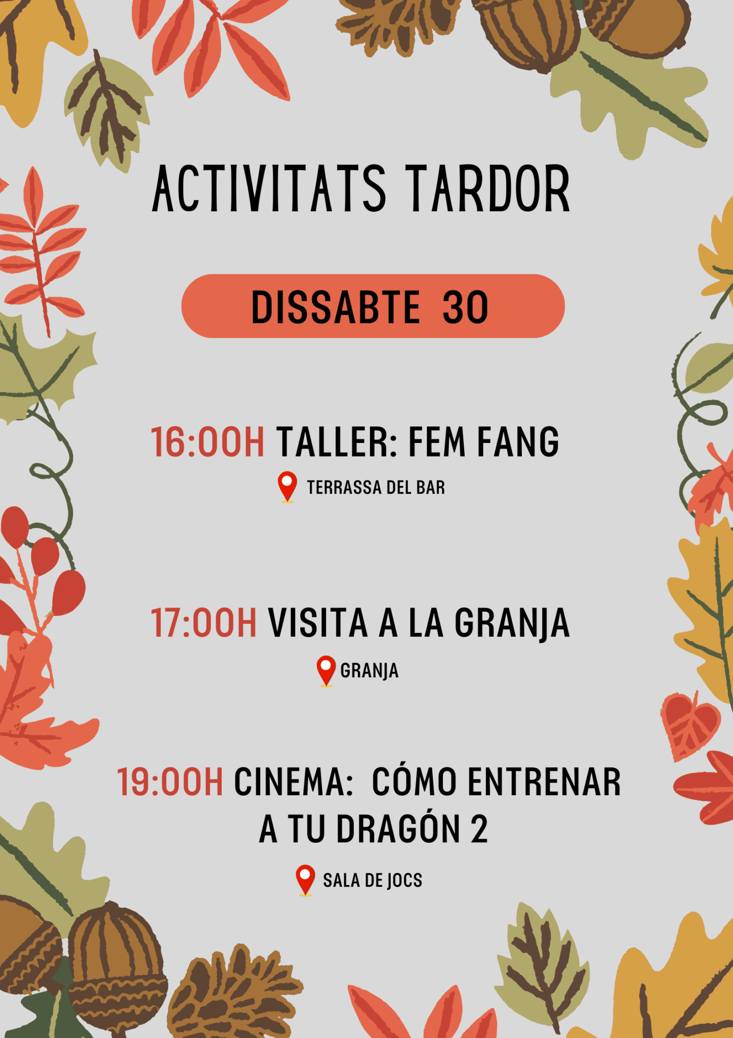 Póster Horario Otoño Tienda Floral Naranja (1)